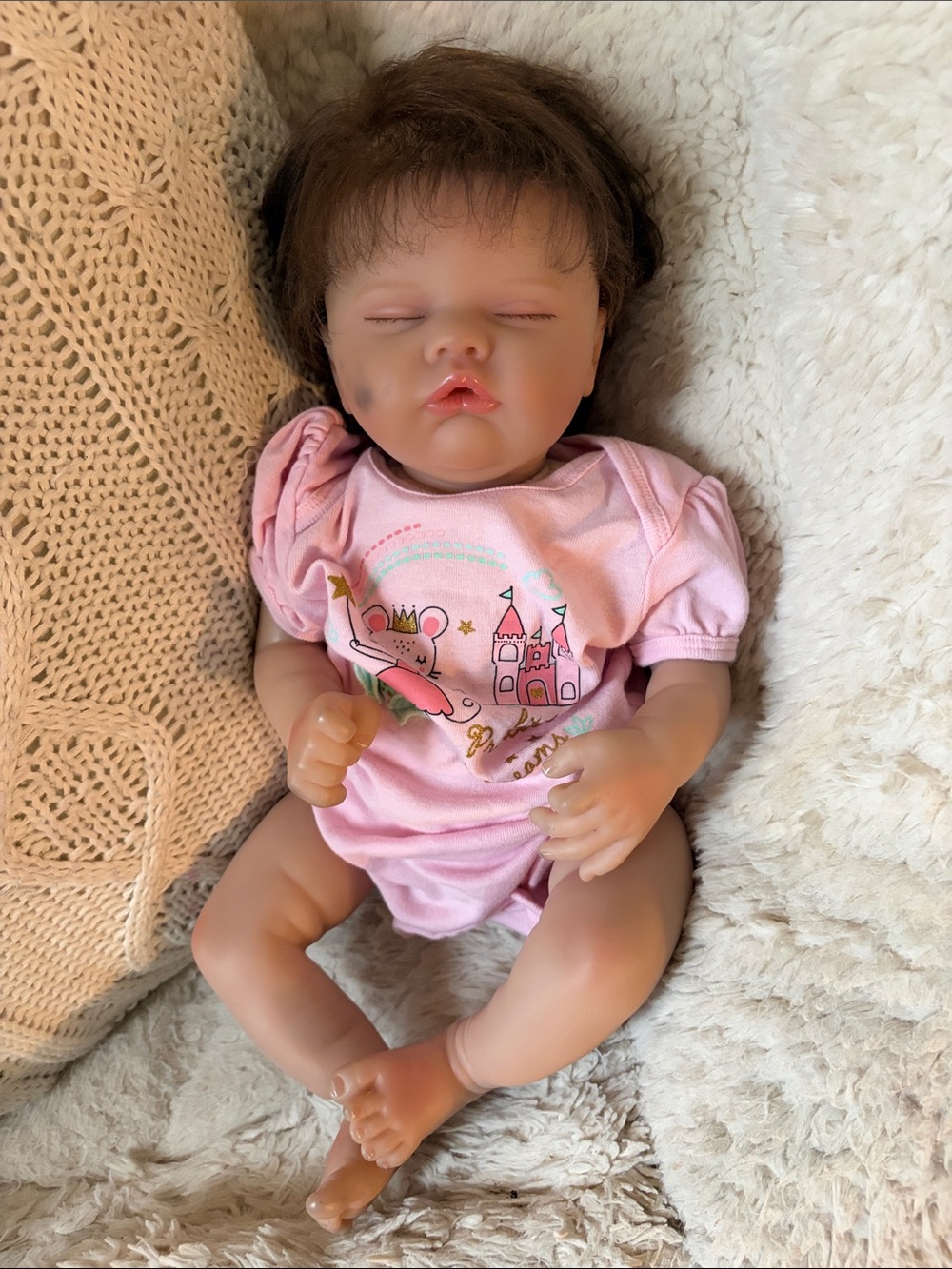 Reborn baby girl doll posable limbs cloth body